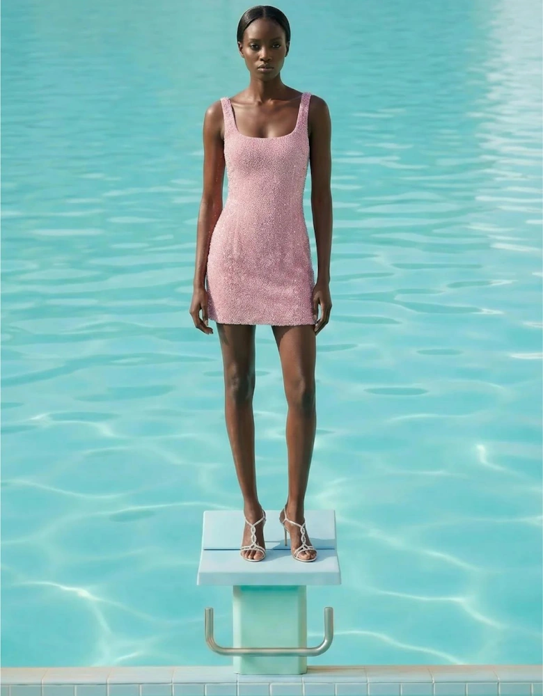 Sofia Hand Beaded Dress Pale Pink