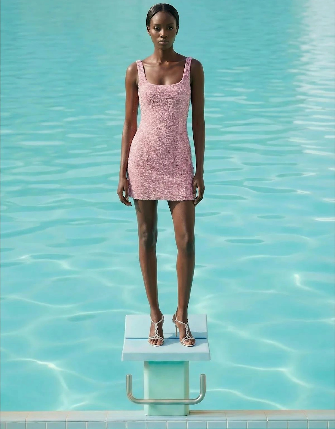 Sofia Hand Beaded Dress Pale Pink