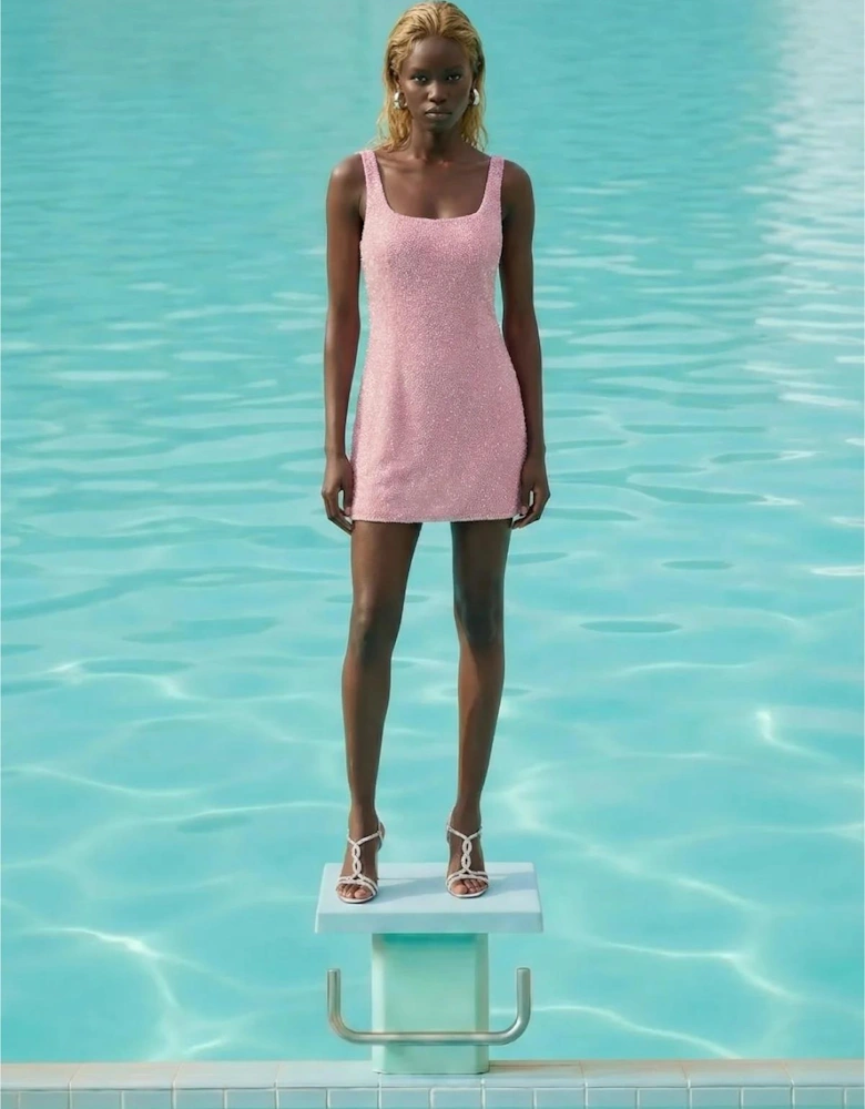 Sofia Hand Beaded Dress Pale Pink