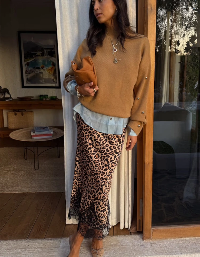 Tan stud Evie knit jumper