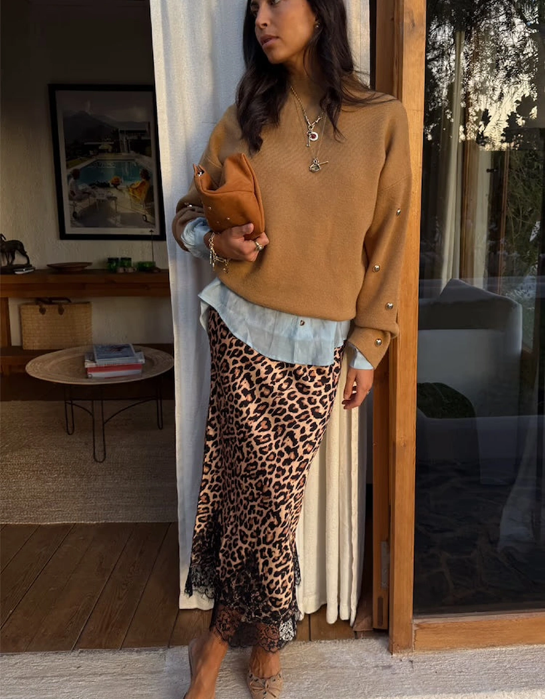 Tan stud Evie knit jumper