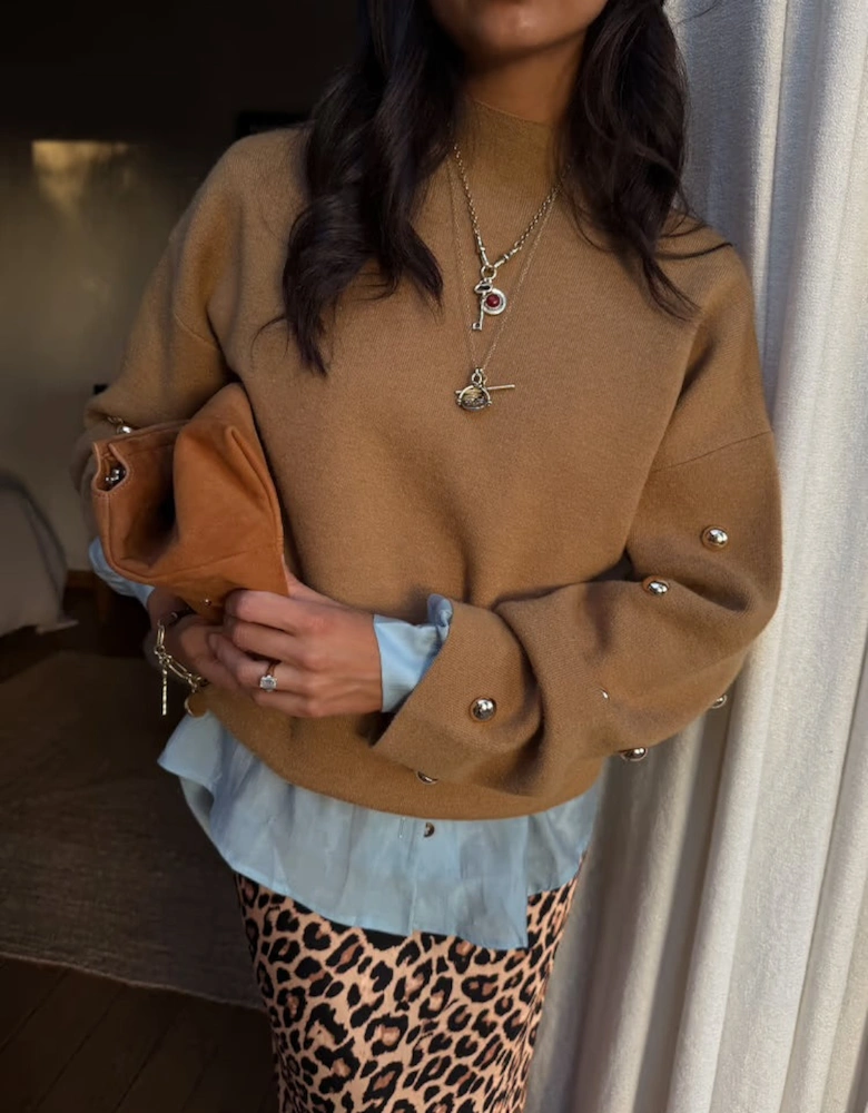 Tan stud Evie knit jumper