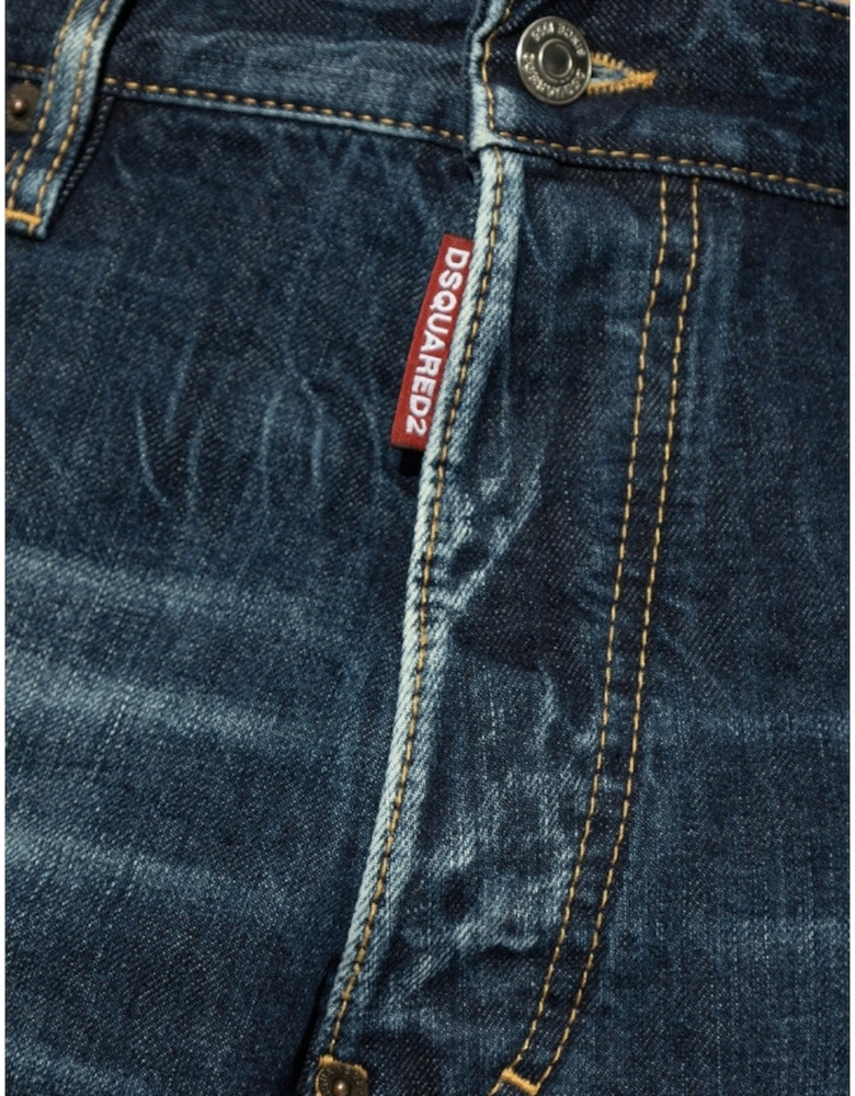 Be Cool Be Nice Wash Loose Jeans Navy Blue