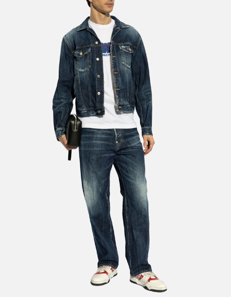 Be Cool Be Nice Wash Loose Jeans Navy Blue