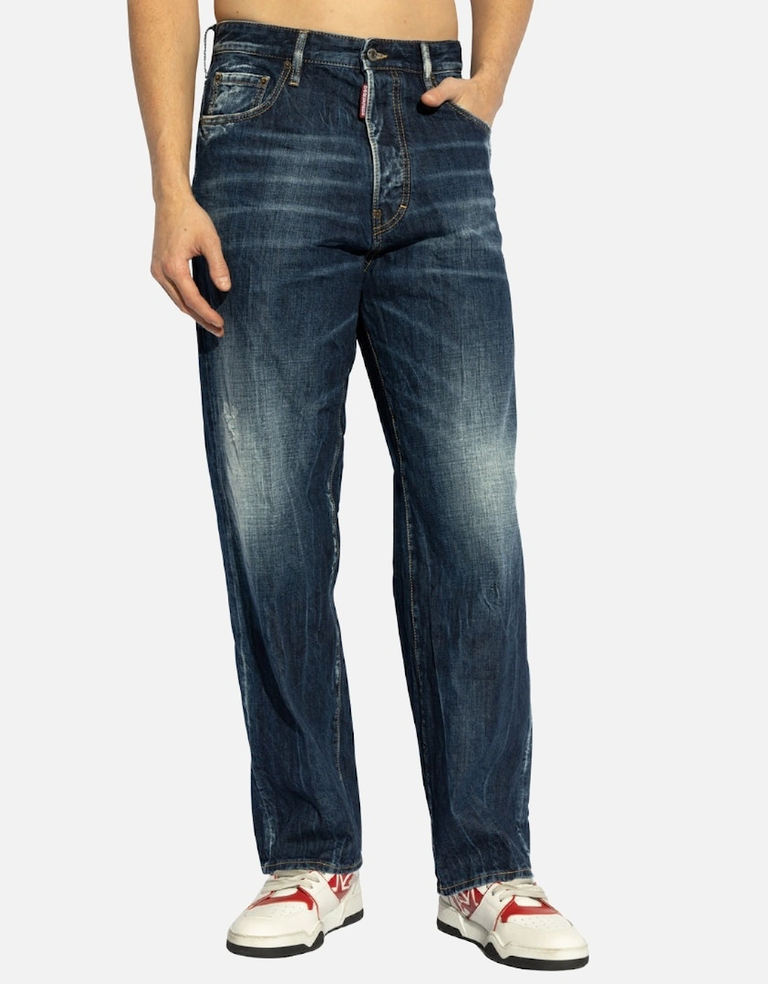 Be Cool Be Nice Wash Loose Jeans Navy Blue