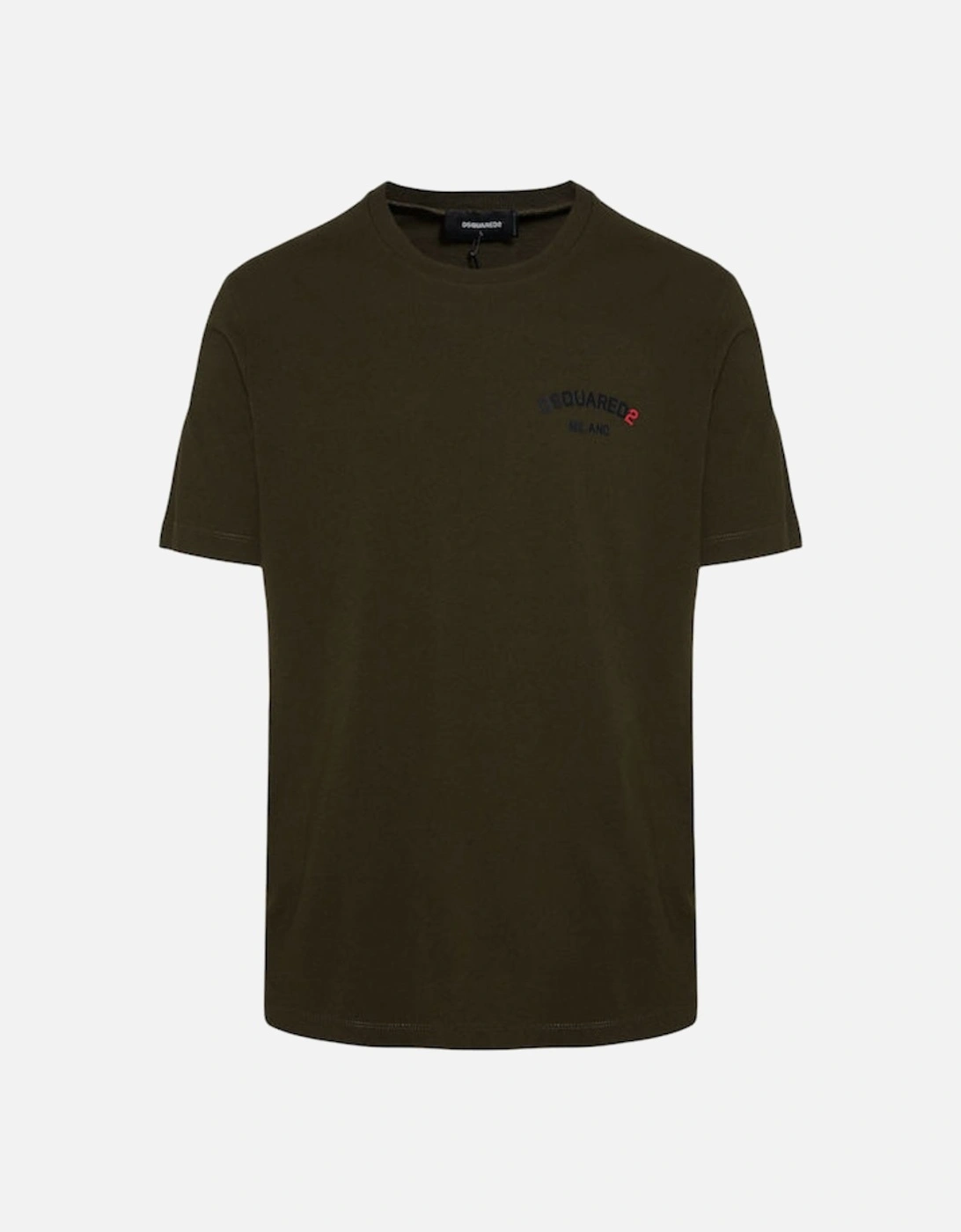 Regular Fit Rubber Logo Military Green T-Shirt, 6 of 5