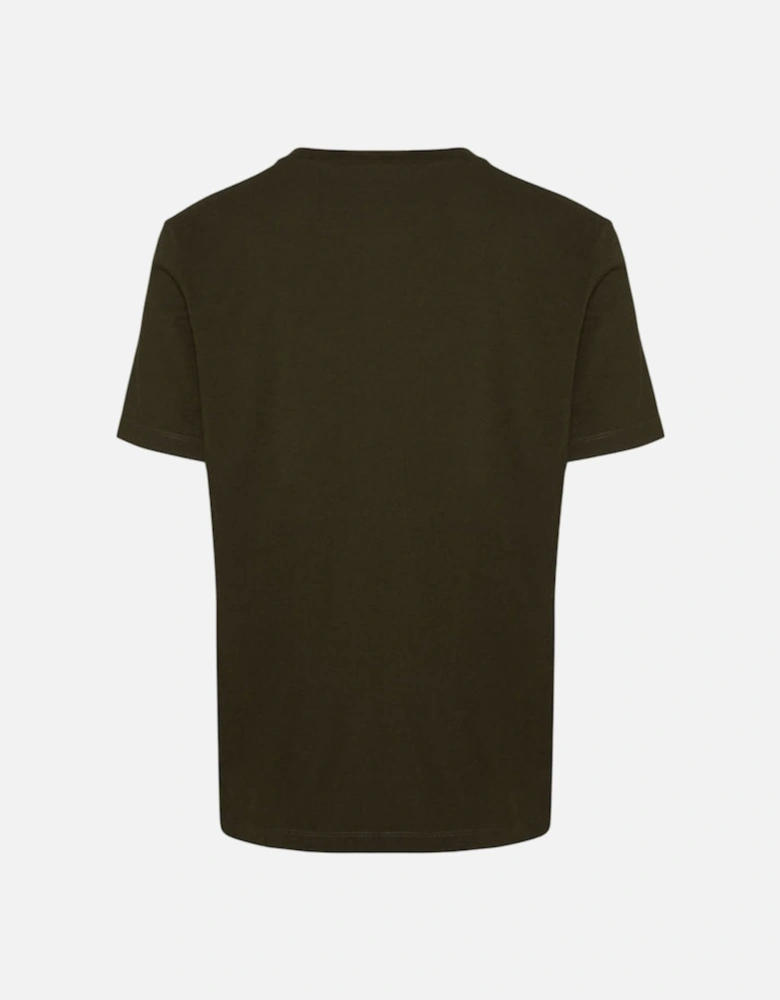 Regular Fit Rubber Logo Military Green T-Shirt