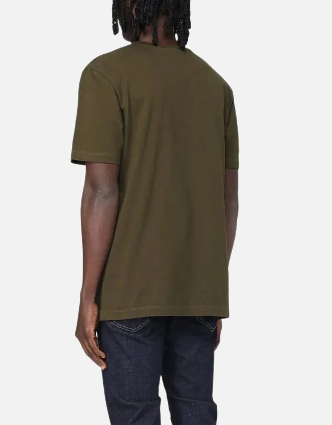 Regular Fit Rubber Logo Military Green T-Shirt