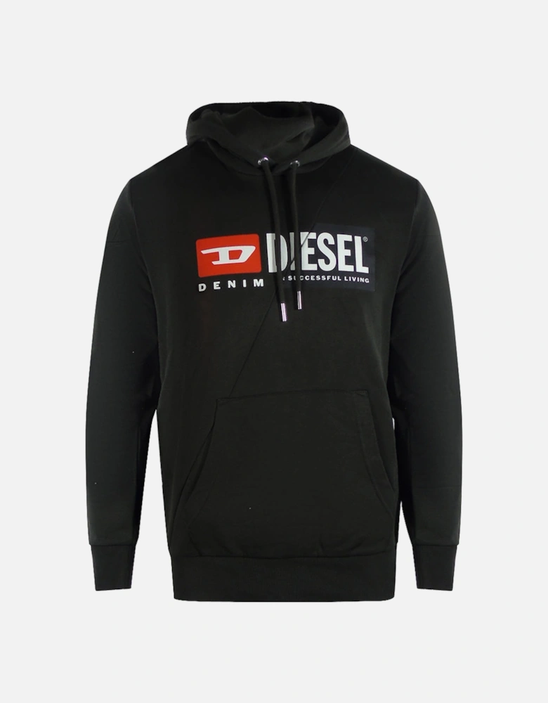 Denim Division Cut Logo Black Hoodie