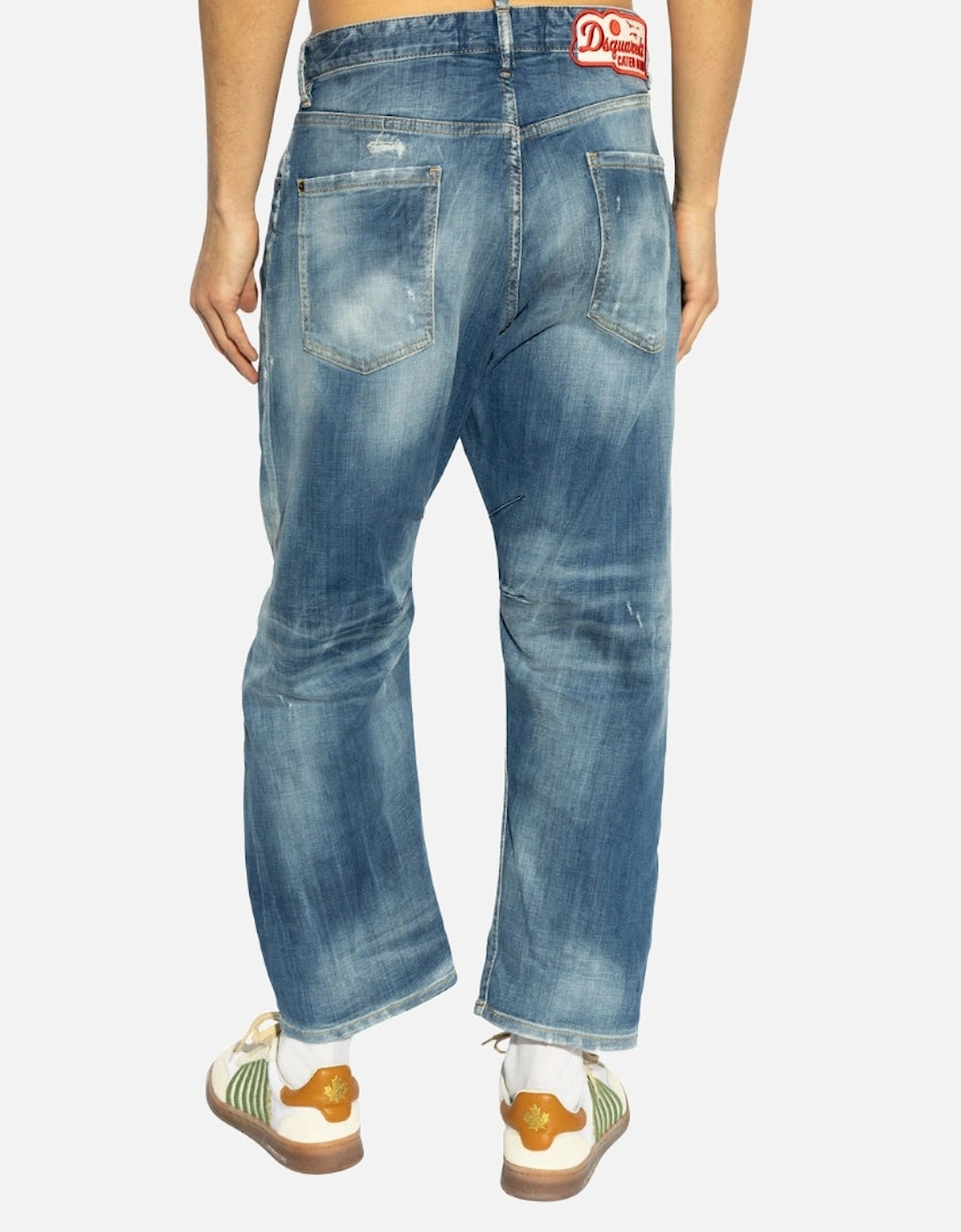 Medium Small Hole Wash Kawaii Jeans Navy Blue