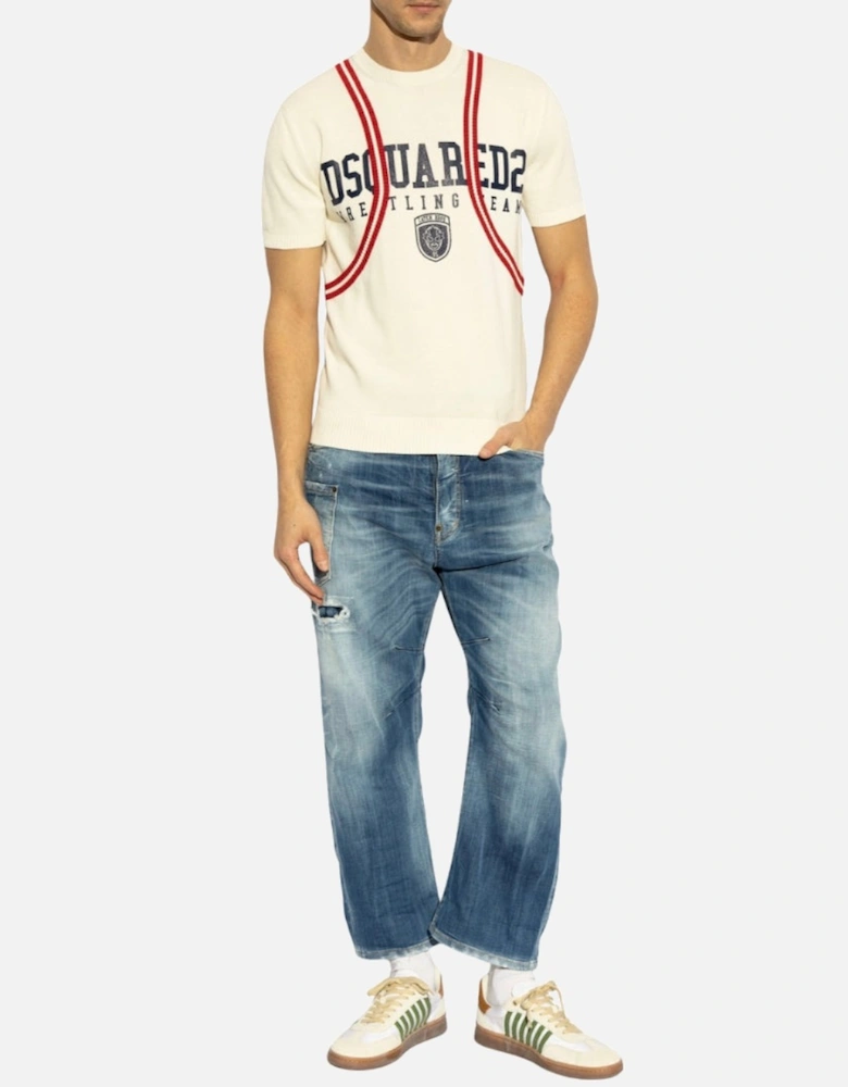 Medium Small Hole Wash Kawaii Jeans Navy Blue