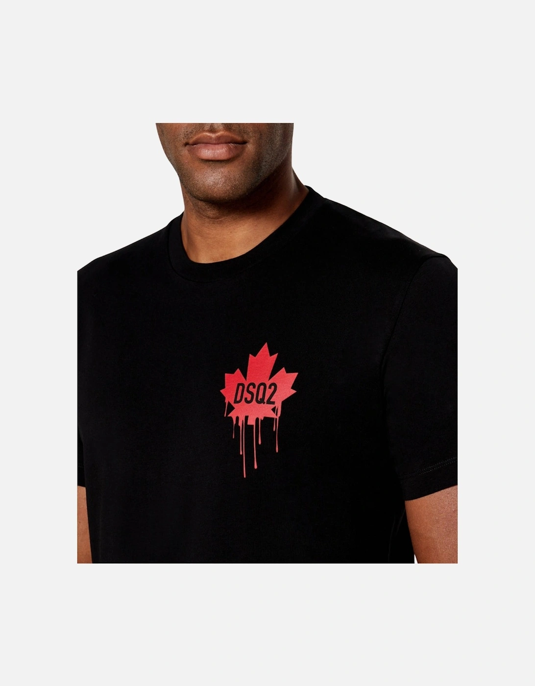 Small Dripping Maple Leaf Logo Black T-Shirt