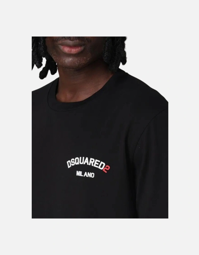 Regular Fit Rubber Logo Black T-Shirt