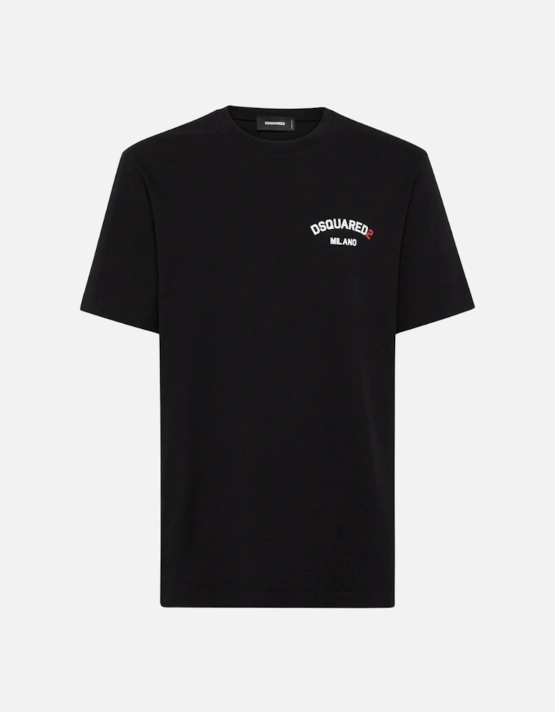 Regular Fit Rubber Logo Black T-Shirt