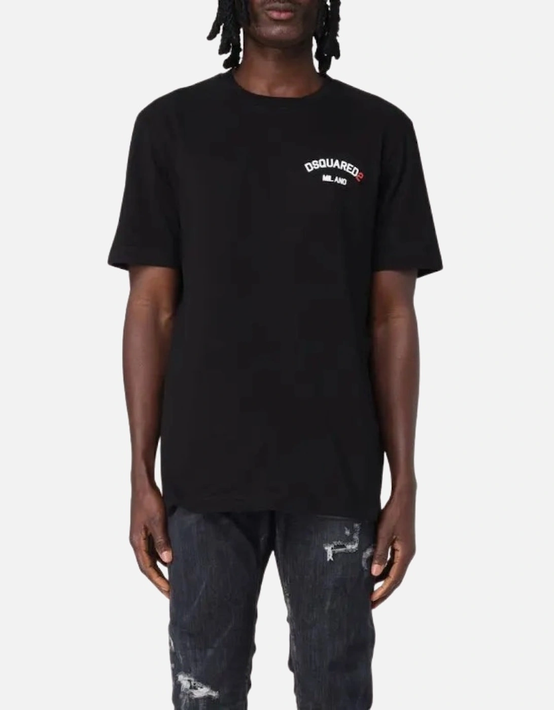 Regular Fit Rubber Logo Black T-Shirt