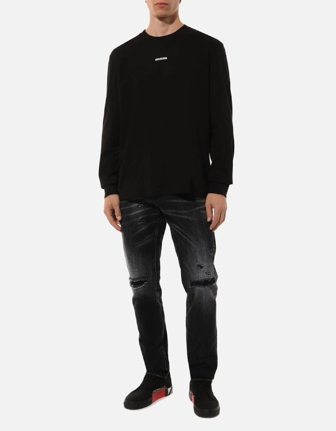 Small Logo Long Sleeve Black T-Shirt