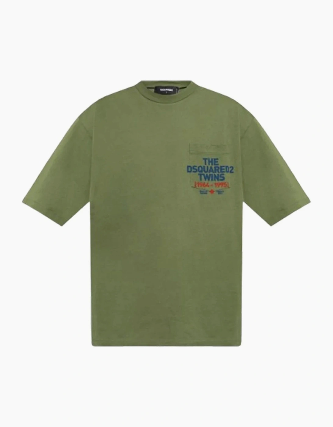 Dsquared2 Men's Tan Pocket Logo Print Sage Green T-Shirt  40 L