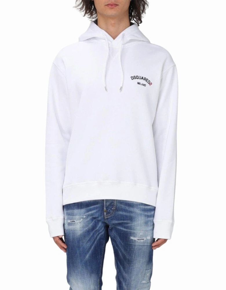 Small Milano Logo White Hoodie
