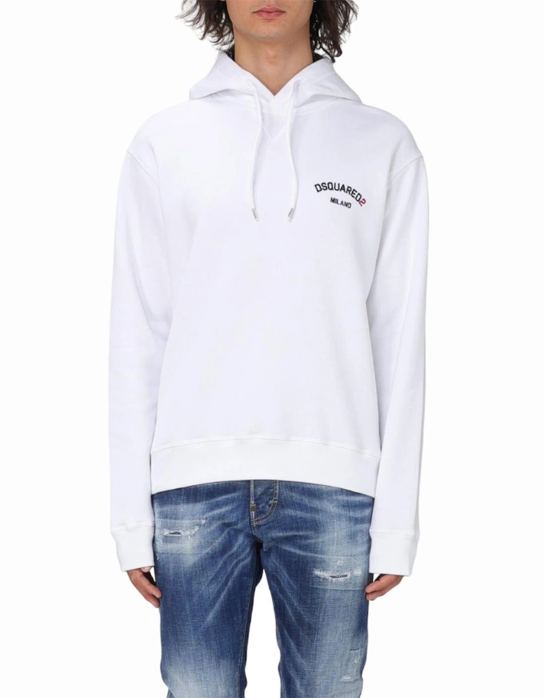 Small Milano Logo White Hoodie
