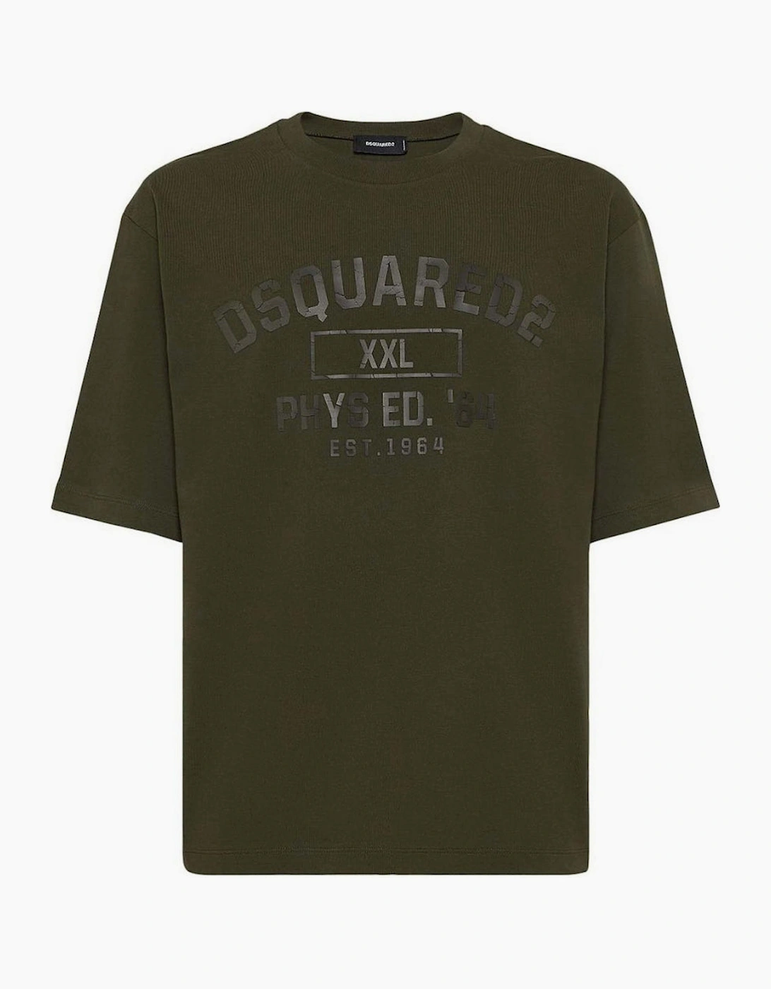 Dsquared2 Men's Tan Phys Ed Logo Military Green T-Shirt - Size: 38