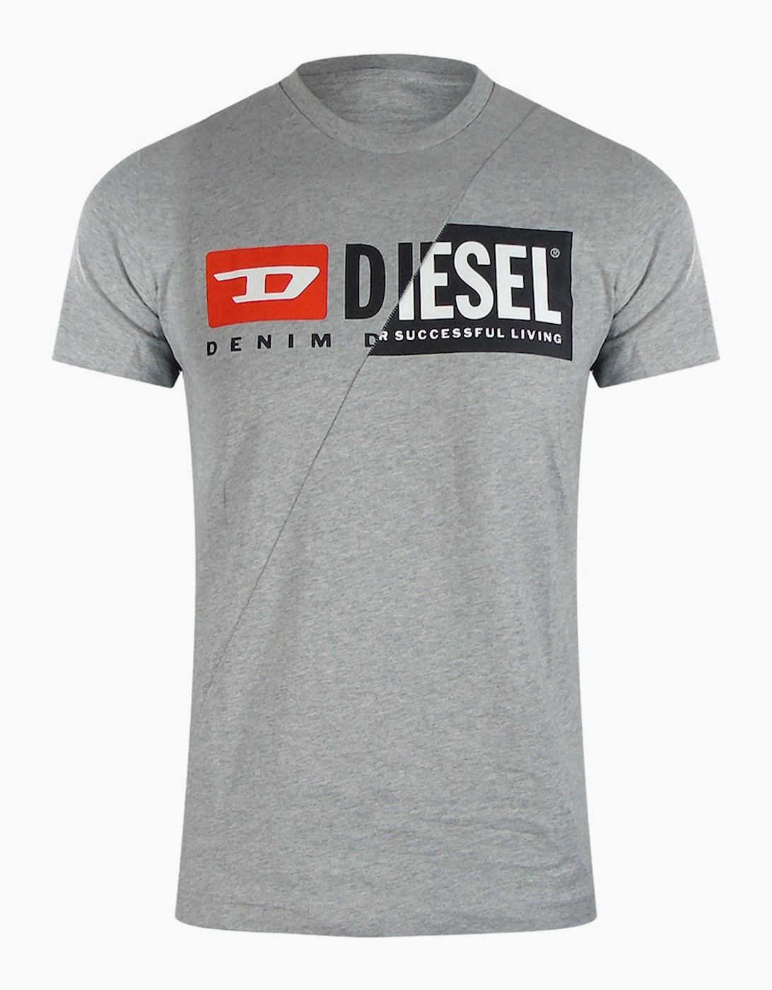 Diesel Men's Grey Cuty Logo T-Shirt  36 S
