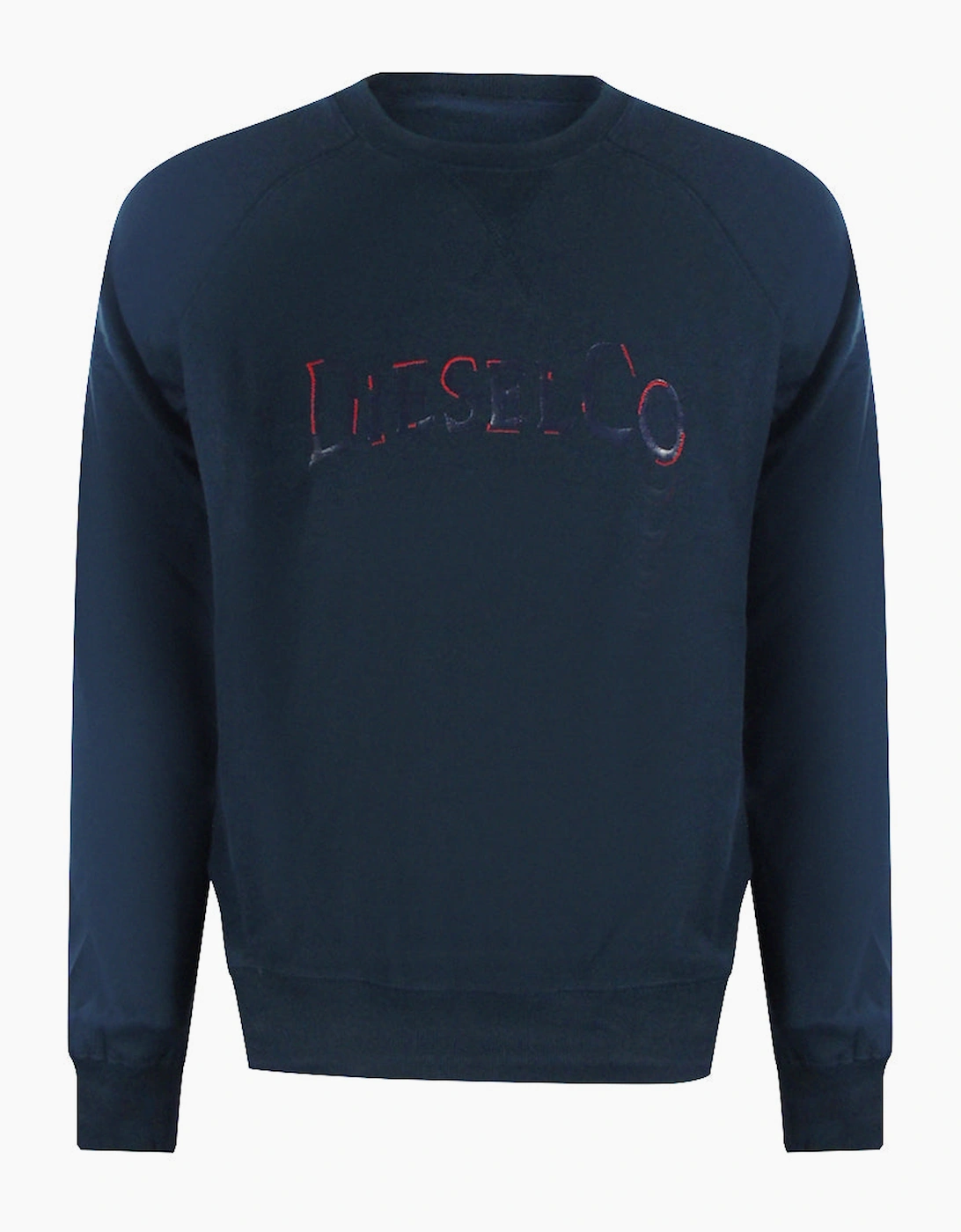 Diesel Men's Navy Distressed Logo Total Eclipse Blue Sweatshirt  44 Xxl