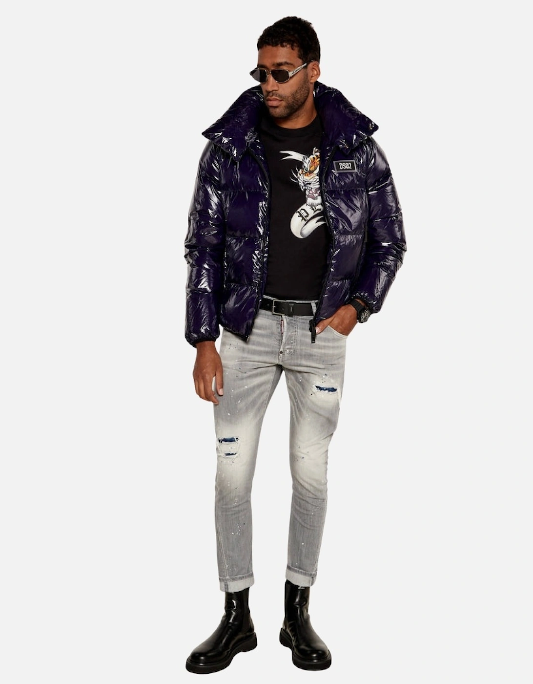 Cool Guy Paint Splash Slim Fit Grey Jeans