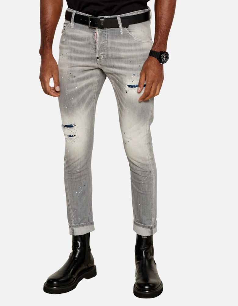 Cool Guy Paint Splash Slim Fit Grey Jeans