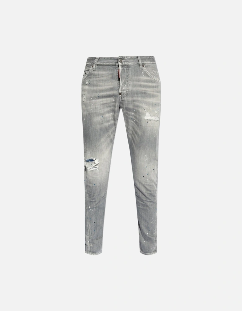 Cool Guy Paint Splash Slim Fit Grey Jeans