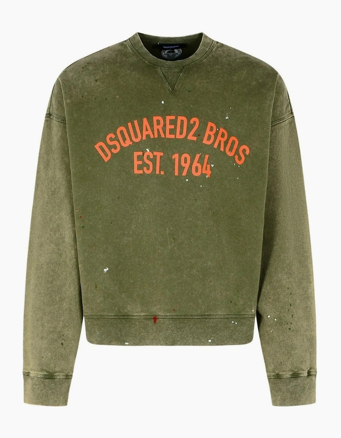 Dsquared2 Men's Tan Bros Est 1964 Design Cypro Fit Military Green Sweatshirt  40 L