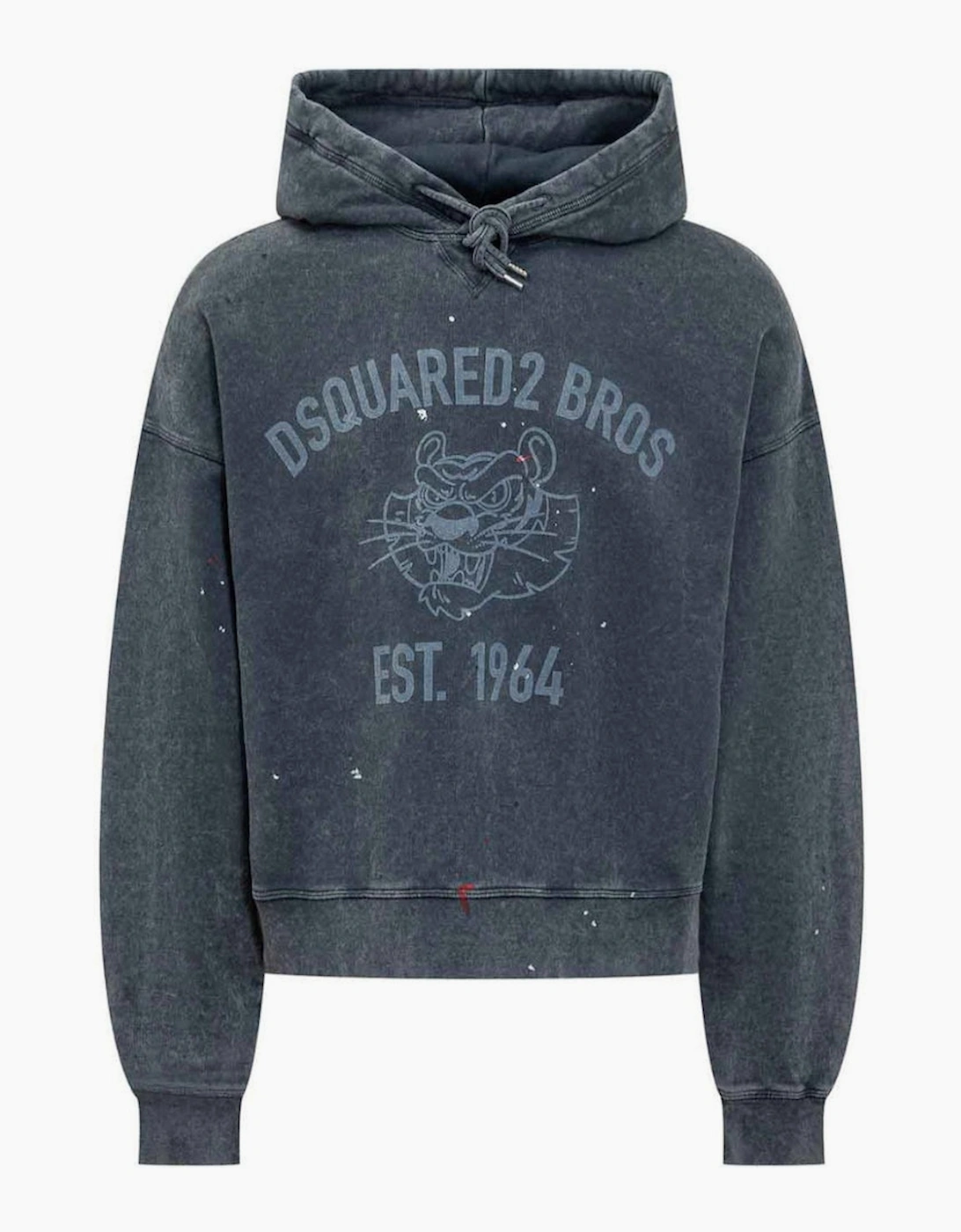 Dsquared2 Men's Grey Bros Est 1964 Logo Distressed Cypro Navy Blue Hoodie  38 M