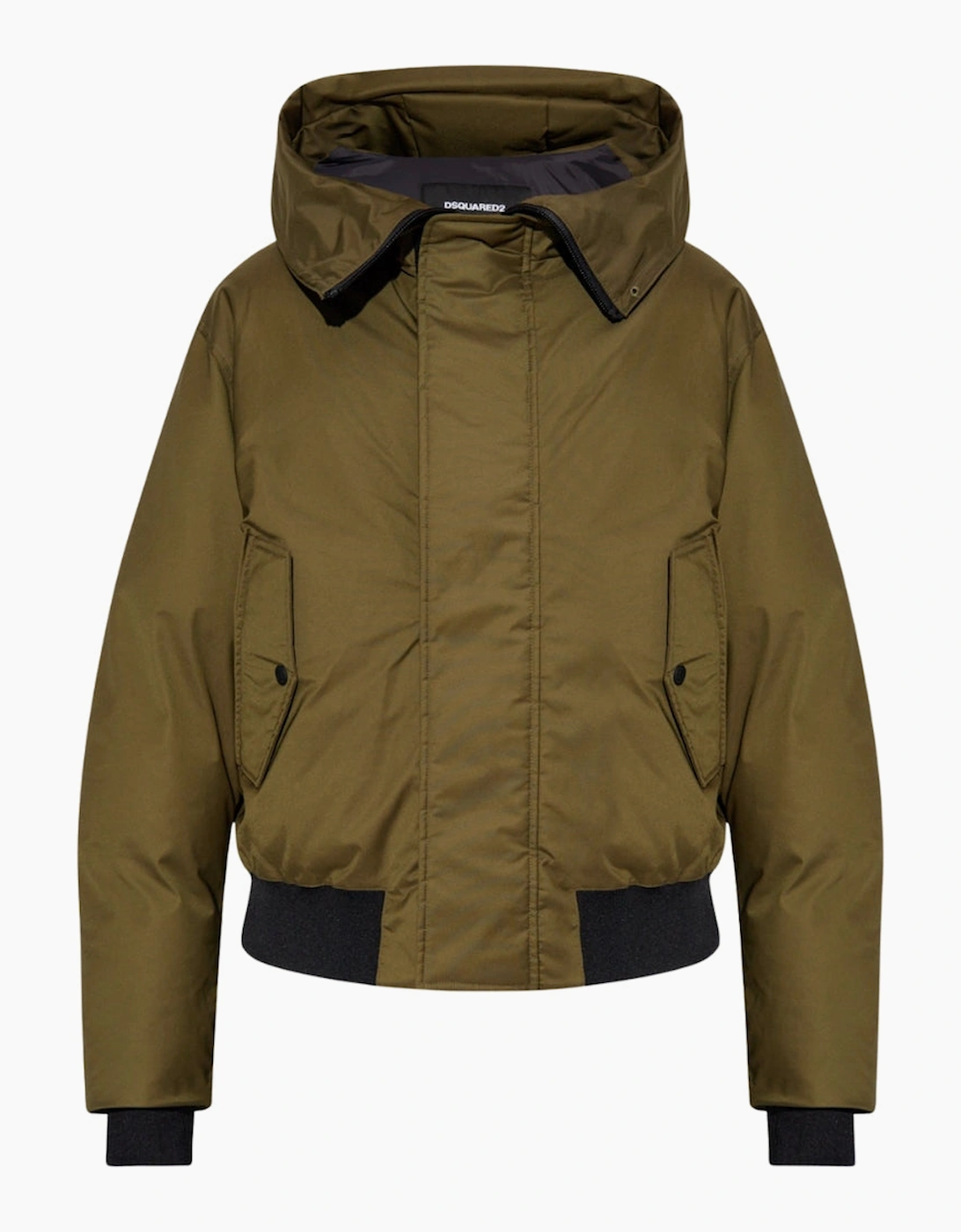Dsquared2 Men's Tan Techno Down Military Green Hooded Bomber Jacket  40/Regular L