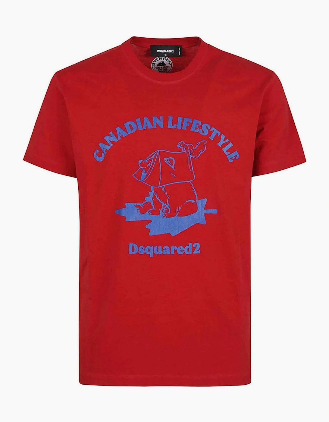 Dsquared2 Men's Red Canadian Lifestyle Bear Design T-Shirt  42 Xl