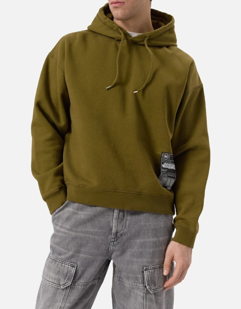 Patch Design Relaxed Fit Military Green Hoodie