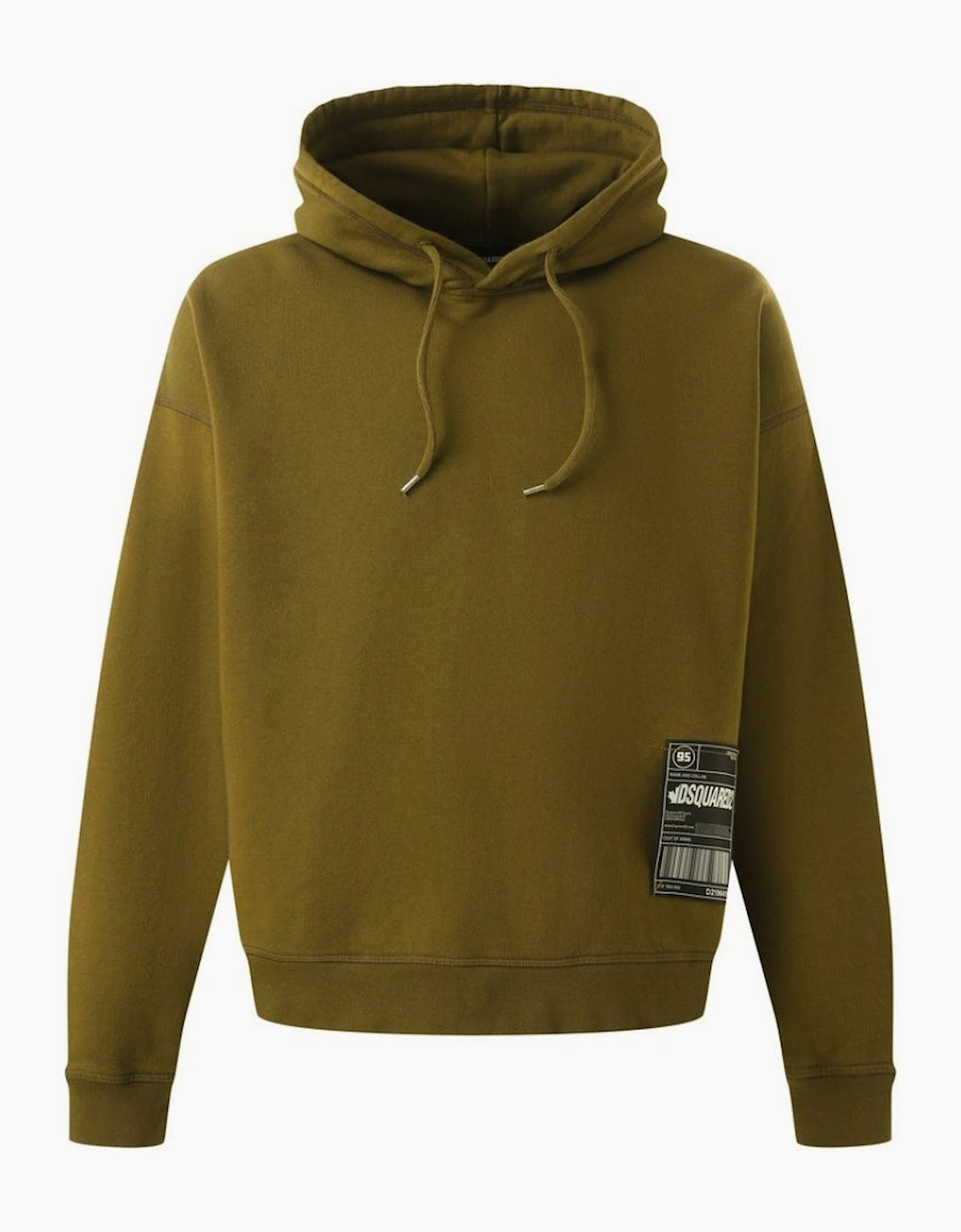Dsquared2 Men's Tan Patch Design Relaxed Fit Military Green Hoodie  40 L