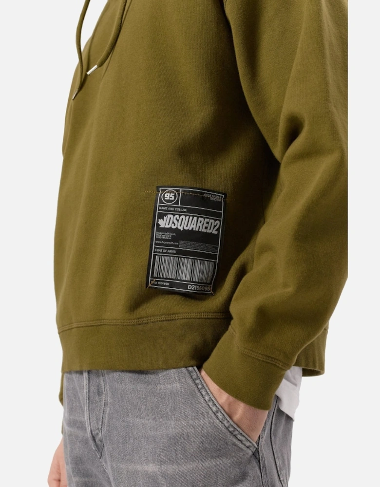 Patch Design Relaxed Fit Military Green Hoodie