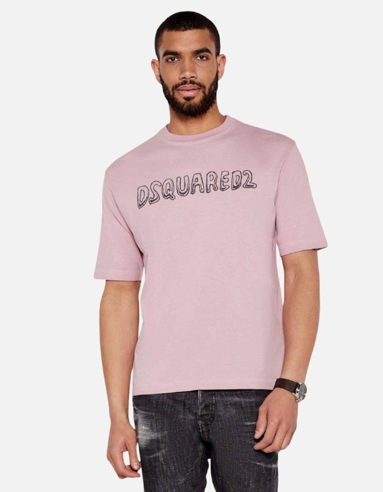 Best Fade Loose Fit Cartoon Logo T-Shirt Dusty Antic Rose