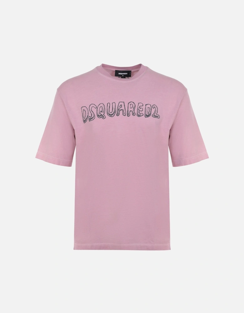 Best Fade Loose Fit Cartoon Logo T-Shirt Dusty Antic Rose