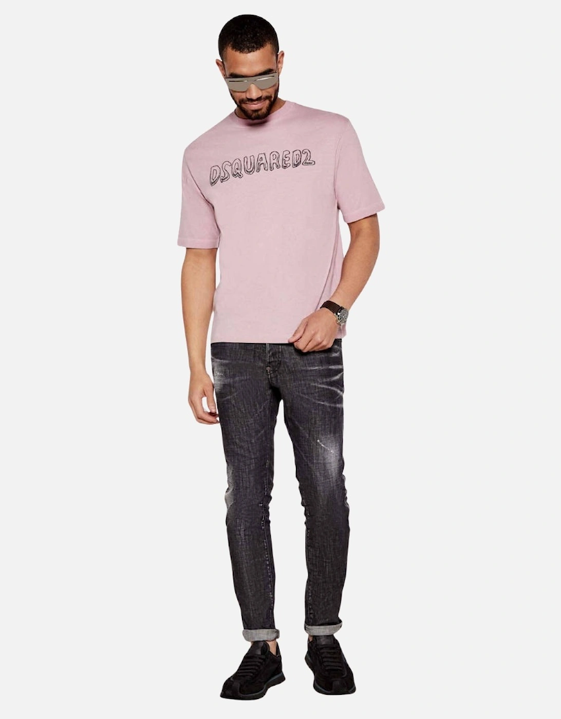 Best Fade Loose Fit Cartoon Logo T-Shirt Dusty Antic Rose