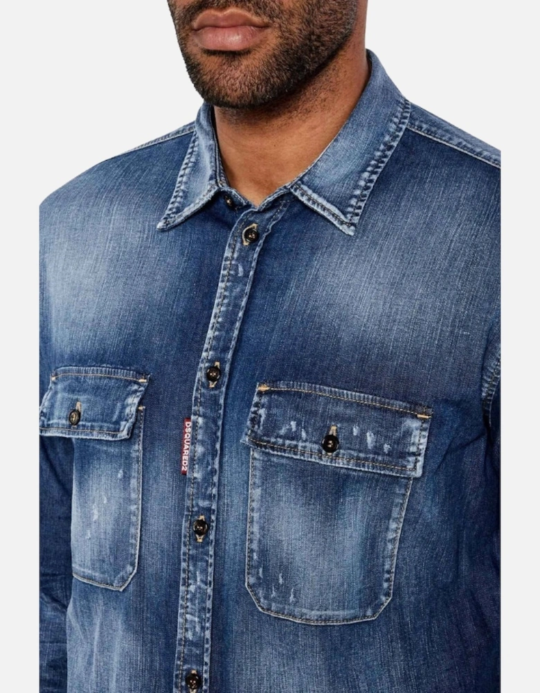 Relax Dan Worker Pocket Shirt Navy Blue