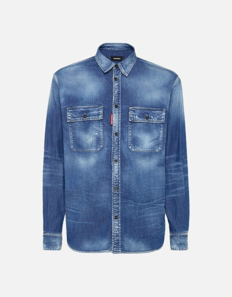 Relax Dan Worker Pocket Shirt Navy Blue