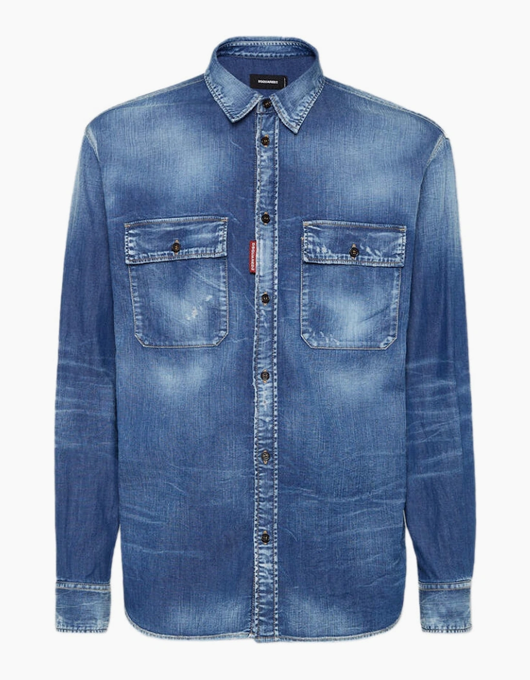 Dsquared2 Men's Blue Relax Dan Worker Pocket Shirt Navy  38/Regular M