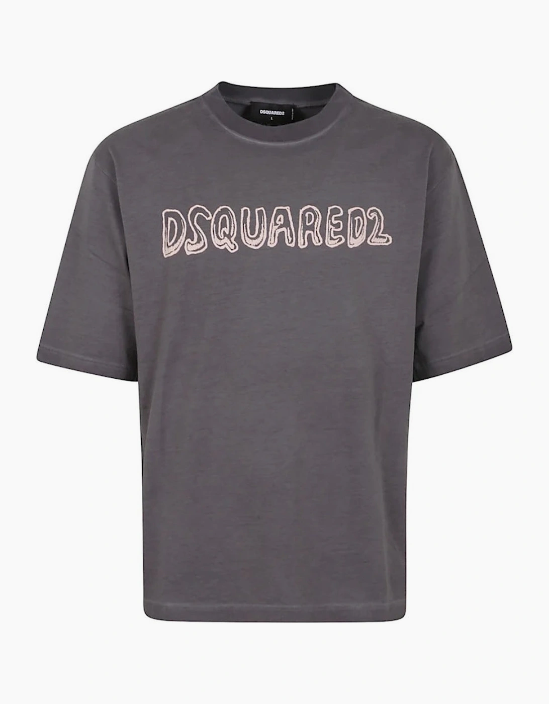 Dsquared2 Men's Grey Best Fade Loose Fit Cartoon Logo T-Shirt Charcoal - Size: 44
