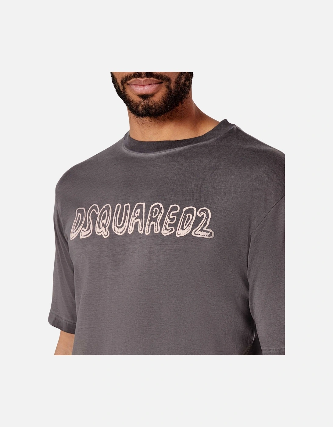 Best Fade Loose Fit Cartoon Logo T-Shirt Charcoal Grey