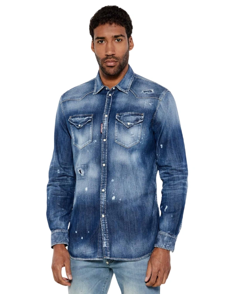 Cool Guy Western Shirt Navy Blue