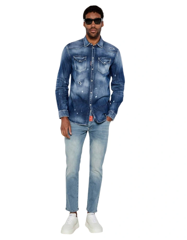 Cool Guy Western Shirt Navy Blue