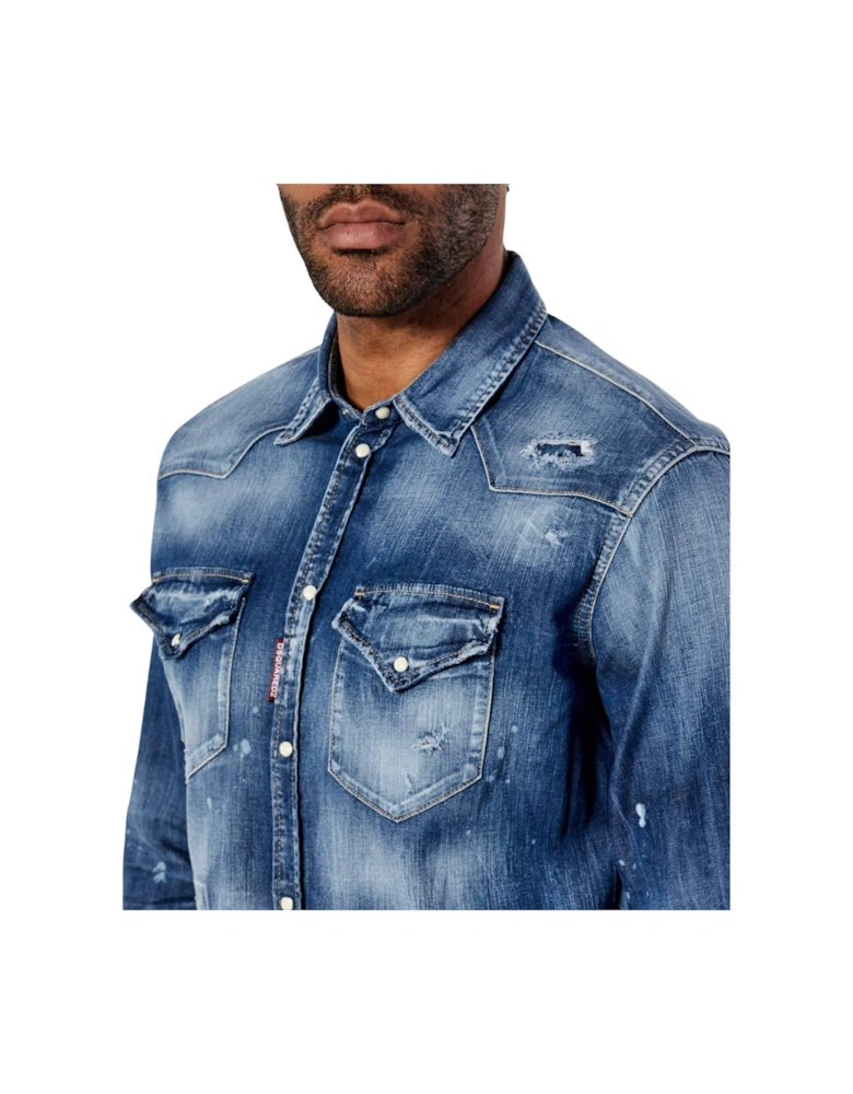 Cool Guy Western Shirt Navy Blue