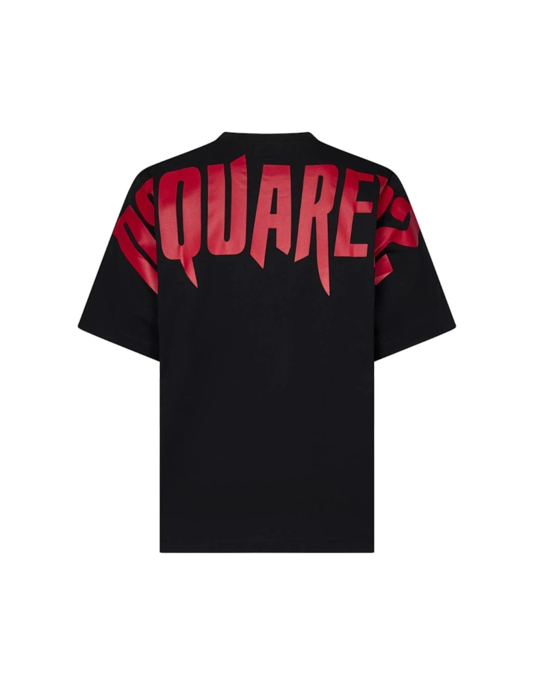 Large Horror Logo On Back Black T-Shirt