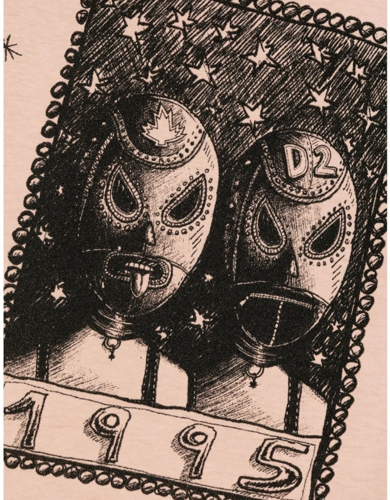 Overlay Graphic Loose Fit T-Shirt Dusty Antic Rose