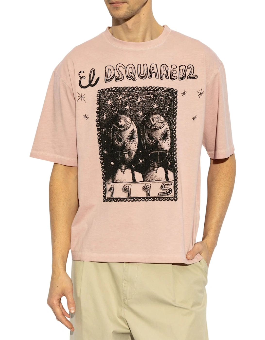 Overlay Graphic Loose Fit T-Shirt Dusty Antic Rose